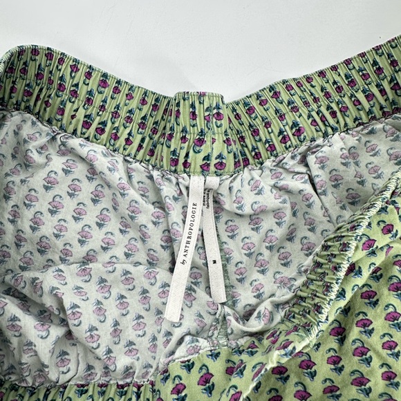 Anthropologie Eyelet Micro Pajama Shorts in Green Motif 100% Cotton - Picture 5 of 7